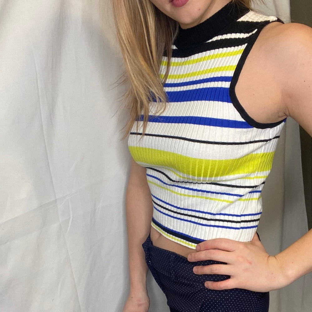 Turtle neck 90s stripped tank